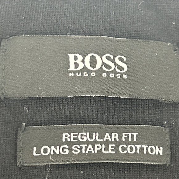 Hugo Boss Shirt Mens M Black Regular Fit‎ Short Sleeve V-Neck Long Staple Cotton - Picture 2 of 9